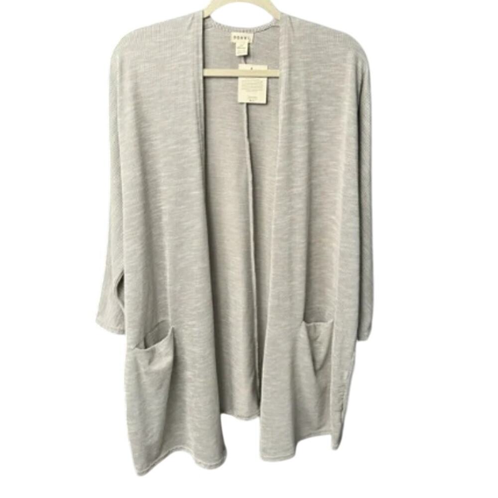 NWT New Donni Womens One Size Textured Stripe Open Front Long Sleeve Cardigan